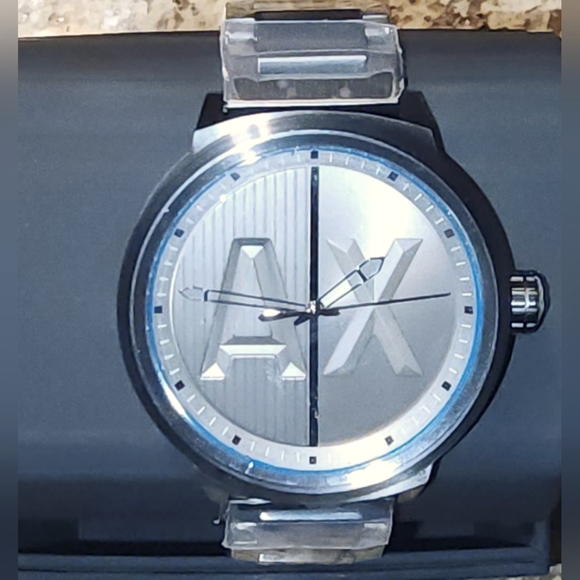 Armani Exchange Three-Hand Gunmetal Stainless Steel Watch - Picture 1 of 10
